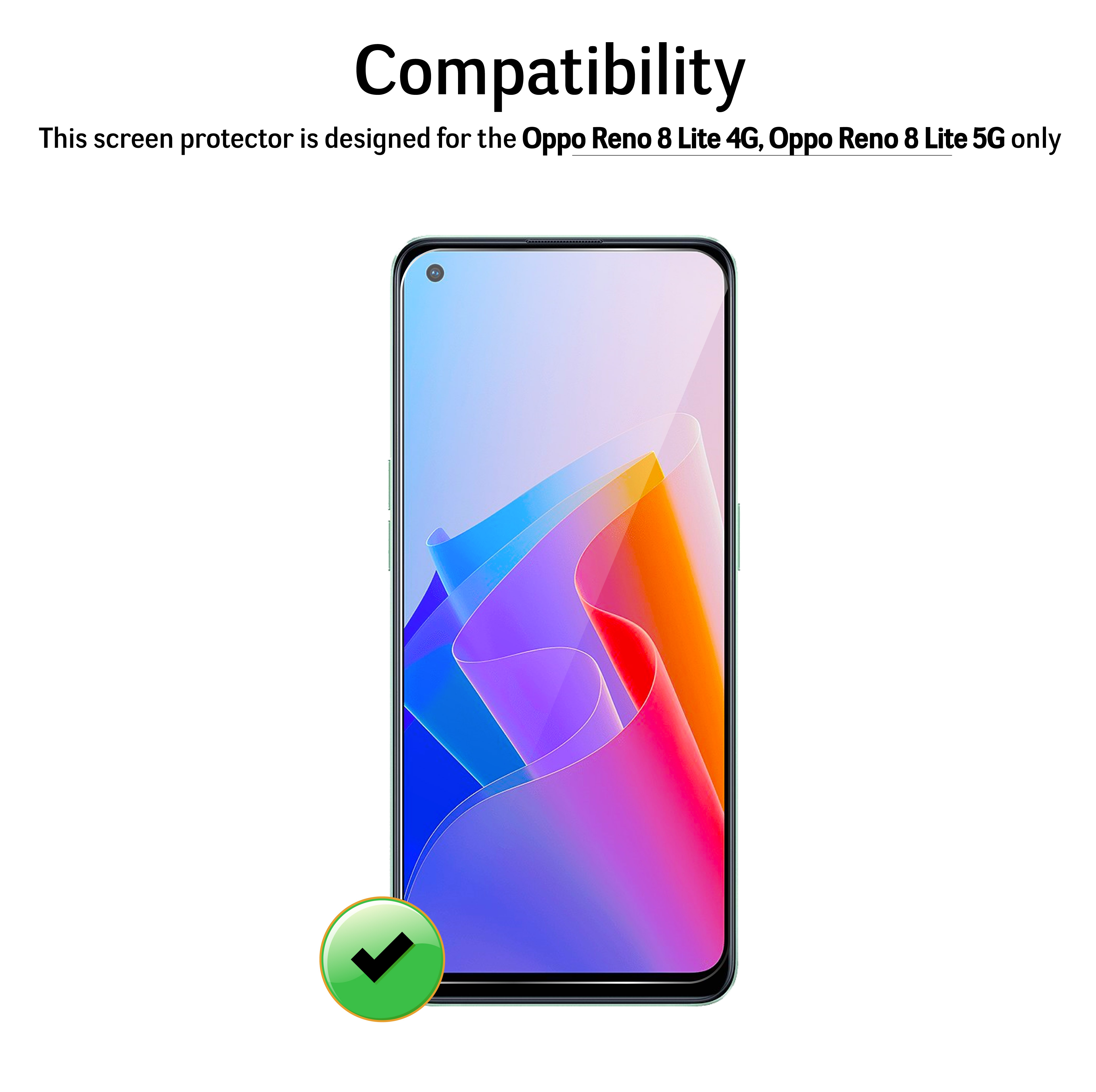 Pellicola In Vetro Temperato 9H Per OPPO Reno8 Lite 5G, Trasparente, Senza Bolle, Con Cornice Di Allineamento - 2